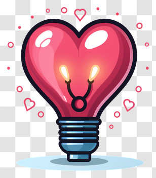Light Bulb With Heart - Heart-Shaped Light Bulb In Cartoon Style Transparent PNG