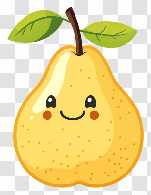 Cute Pear - Cartoon Smiling Yellow Pear Transparent PNG
