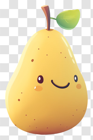 Cartoon Pear - Cute Yellow Pear With Smiley Face Transparent PNG