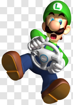 Steering Wheel - Luigi Holding Wii Wheel Transparent PNG