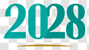 Year 2028 - 2028 Teal Number Design Transparent PNG