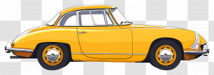 Animated Car - Yellow Vintage Car Illustration Transparent PNG