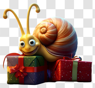 Cartoon Snail - Cute Snail With Christmas Gifts Transparent PNG