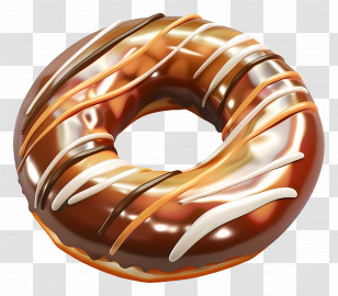 Doughnut - Chocolate Glazed Donut With Patterned Topping Transparent PNG