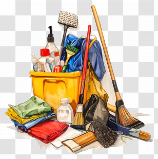 Spring Cleaning - Assorted Cleaning Supplies Transparent PNG