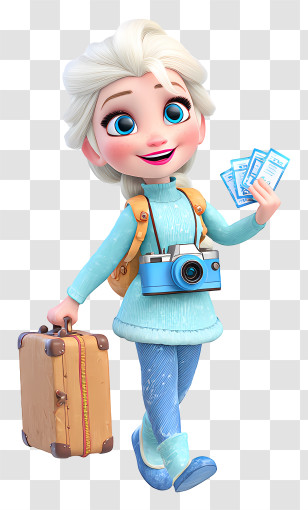 Frozen Elsa Tourist - White-haired Travel Girl With Camera Transparent PNG