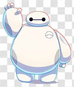 Baymax - Cute Cartoon Robot Waving Transparent PNG
