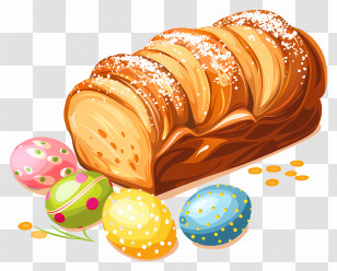 Bread And Easter Eggs - Delicious Bread With Colorful Easter Eggs Transparent PNG