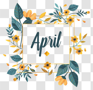 Hello April - Floral Spring Design With April Lettering Transparent PNG