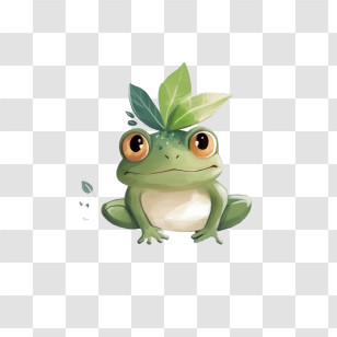 Frog - Cute Frog With Leaf Hat Transparent PNG