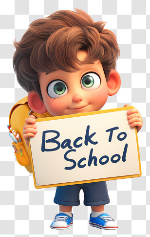 3d Cute Back To School - Back To School Boy With Sign Transparent PNG