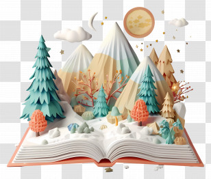 Animated Books - Storybook With Fantasy Mountain And Forest Scenery Transparent PNG