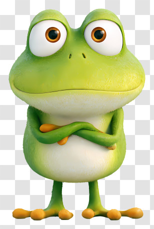 Funny Frog - Cute Green Frog Cartoon Character Transparent PNG