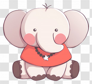 Cute Elephant - Adorable Elephant Wearing A Red Shirt And Necklace Transparent PNG