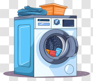 Washing Machine - Illustration Of A Washing Machine With Laundry Transparent PNG