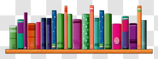 Book - Vibrant Colorful Books On Wooden Shelf Transparent PNG