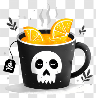Spooky Skull Mug - Monochrome Skull Tea Mug Transparent PNG