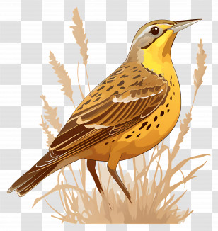 Meadowlark Bird - Illustration Of A Yellow Bird In Nature Transparent PNG