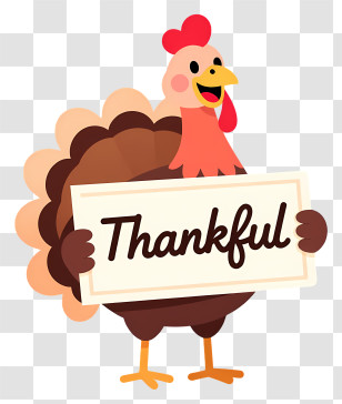 Grateful Turkey - Thankful Turkey Holding Sign Transparent PNG