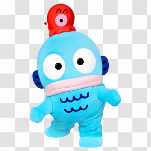 Hangyodon - Blue Fish With Red Octopus Cartoon Transparent PNG