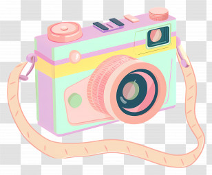 Cartoon Camera - Pastel Vintage Camera Illustration Transparent PNG