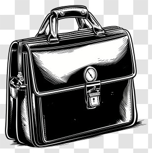 Office Bag - Black Leather Briefcase Illustration Transparent PNG