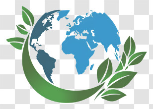 Earth Day - Green Planet Earth Illustration With Leaves Transparent PNG