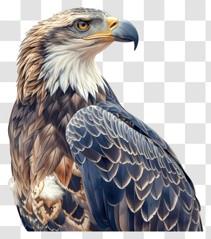 Eagle Head - Realistic Bald Eagle Illustration With Feather Details Transparent PNG