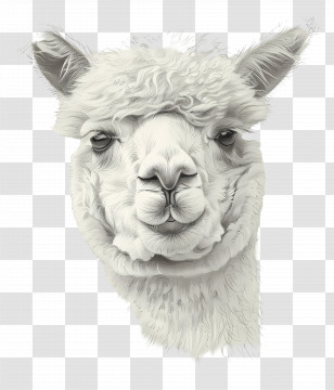 Alpaca Face - Adorable Llama Portrait Transparent PNG