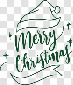 Green Christmas Art Words - Black And White - Symbol Transparent PNG