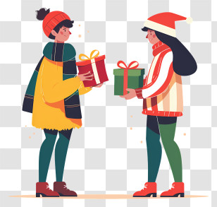 Gift Giving - Two People Exchanging Gifts Transparent PNG