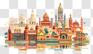 Prayagraj - Colorful Indian Architecture Landmarks Illustration Transparent PNG