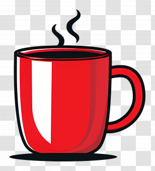 Red Coffee Cup - Red Coffee Mug With Steam Graphic Transparent PNG