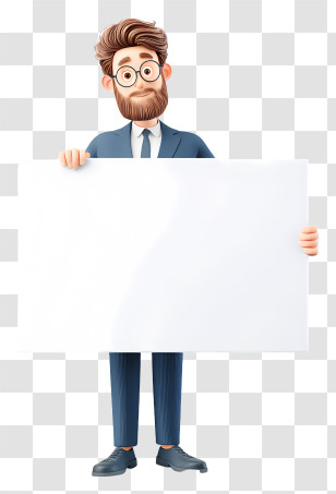 Businessman Holding Blank Placard - Businessman Holding Blank Sign Transparent PNG