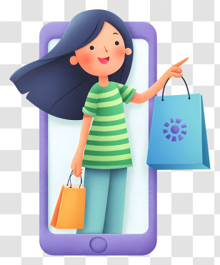 Online Shopping - Woman Shopping Via Smartphone Transparent PNG