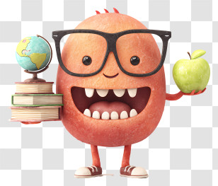 Cartoon Monster Teacher - Cute Orange Teacher Monster Mascot Transparent PNG