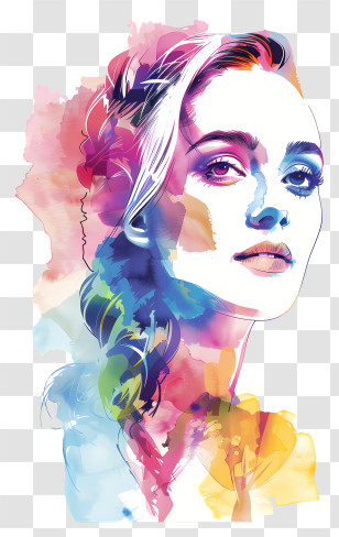 Katy Perry - Abstract Watercolor Portrait With Vibrant Colors Transparent PNG