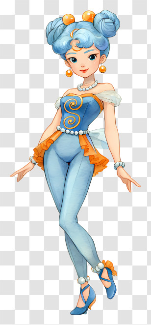 Pallapalla From Sailor Moon - Blue-Haired Fashion Cartoon Girl Transparent PNG
