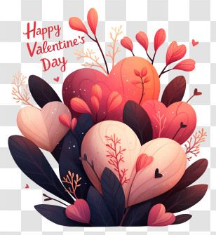 Happy Valentines Day - Happy Valentine's Day Hearts Bouquet Transparent PNG