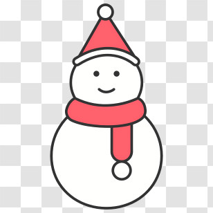 Cartoon - Cute Snowman With Hat And Scarf Transparent PNG