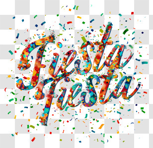 Fiesta - Fiesta Text With Confetti Transparent PNG