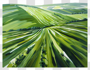 Pasture Field - Beautiful Green Field Landscape Illustration Transparent PNG