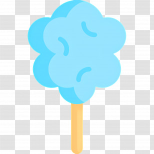 Cotton Candy - Blue Cotton Candy On Stick Transparent PNG