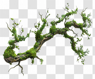Tree Branch Moss - Tree Branch With Lush Green Leaves Transparent PNG