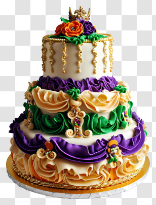 Mardi Gras - Colorful Mardi Gras Themed Cake Transparent PNG