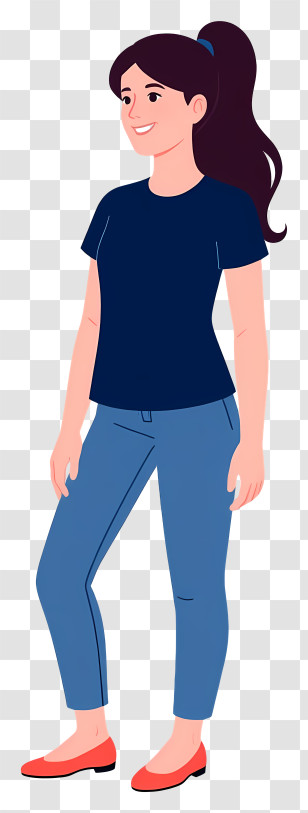 Woman Full Body - Casual Woman In T-Shirt And Jeans Transparent PNG