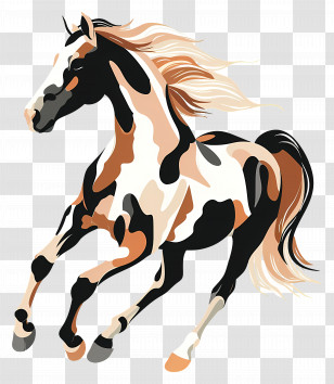 Cartoon Horse - Spotted Running Horse Transparent PNG
