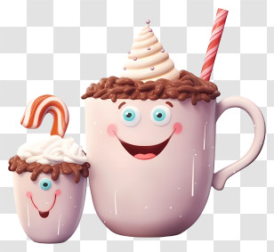 Chocolate Mug - Happy Cups With Candy And Cream Transparent PNG