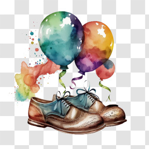 Men Leather Shoes
 - Watercolor Shoes And Colorful Balloons Illustration Transparent PNG