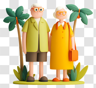 Older Couple On Tropical Resort - Elderly Couple On Tropical Vacation Transparent PNG